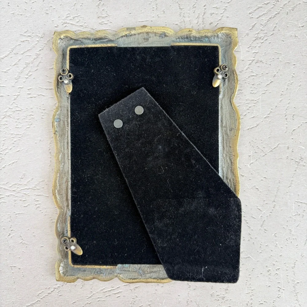 Vintage Style Ornate Art Nouveau Enamel Rhinestone 4x6 Picture Frame Bronze